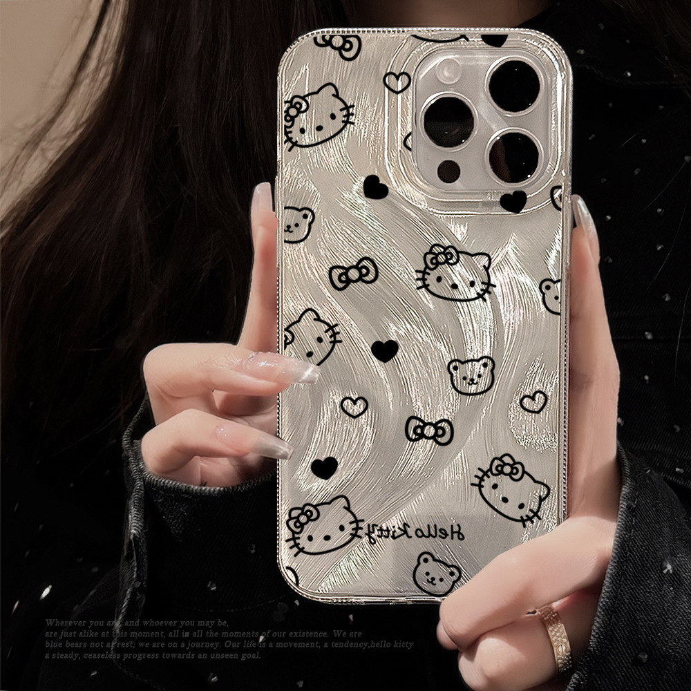 Nicho ins hilo de plumas negro amor línea kt para iPhone 14/13ProMax funda para teléfono móvil 12 Apple 15PM