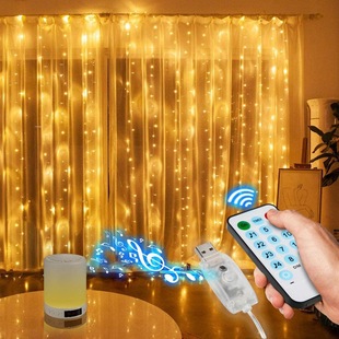 Factory in stock cross-border new USB music voice control curtain light festival celebration indoor atmosphere LED decorative light string