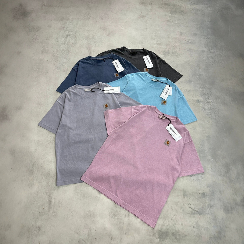 Classic Carhartt Summer High-Quality Heavy-Duty Washed Vintage Cotton Crew Neck Short-Sleeve T-Shirt for Men and Women, Couple Style, Trendy Classic Carhartt Summer High-Quality Heavy-Duty Washed Vintage Cotton Crew Neck Short-Sleeve T-Shirt for Men and Women, Couple Style, Trendy
