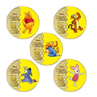 Winnie the Pooh Commemorative Coin Medal Metal Coin Children's Gift Box Anime Peripheral Gifts Cross-Border Hot Selling