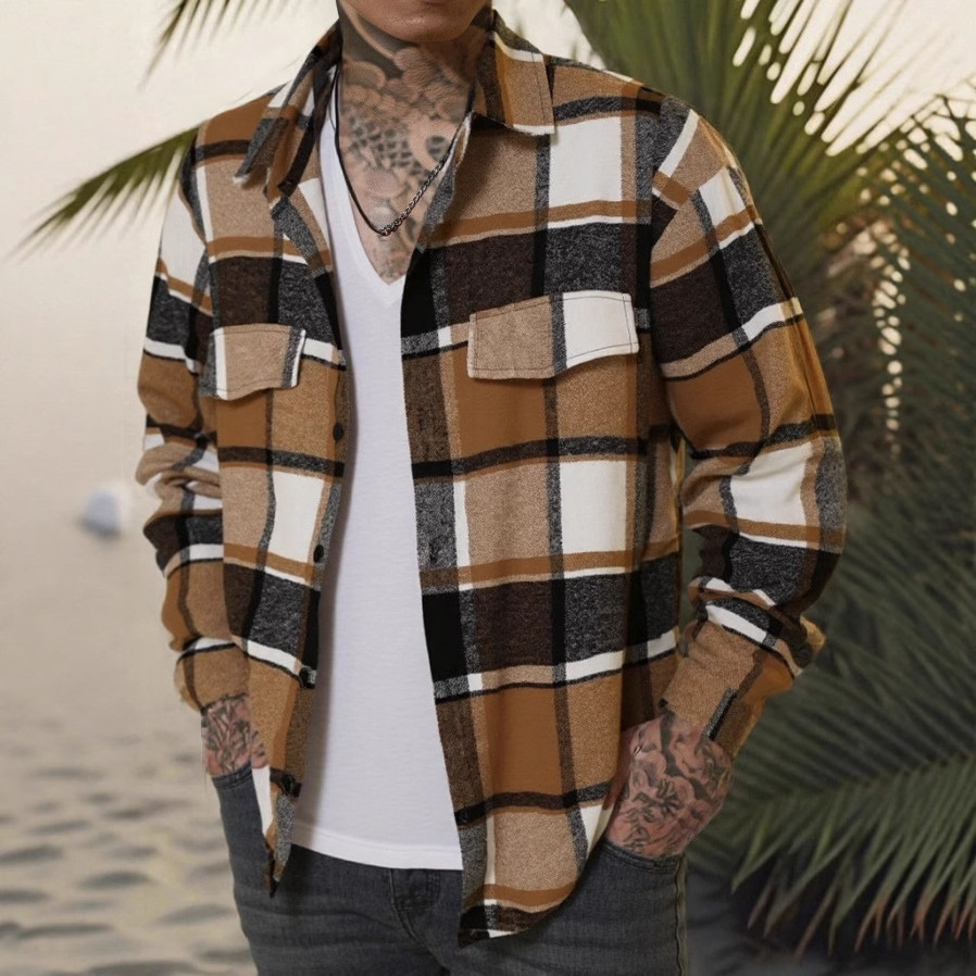 Camicia a quadri uomo maniche lunghe rossa casual ed elegante_voghion.com