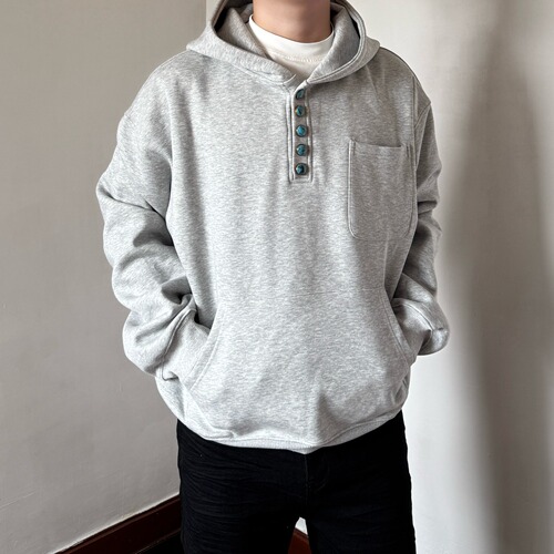 American-style buttons for men and women, autumn and winter, hooded sweatshirts, seasonal trend brands, loose, niche design, casual, versatile, lazy-style outerwear