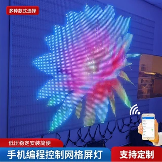 编程控制幻彩网格屏广告视频LED 商超玻璃幕墙屏夜市街天幕灯工厂
