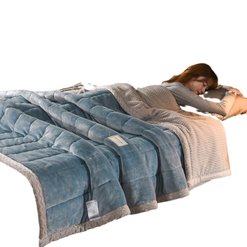 NANJIREN 3 층 퀼트 밀크 벨벳 베이 베이 벨벳 담요 따뜻한 낮잠 팔레이 벨벳 담요 양면 벨벳 담요