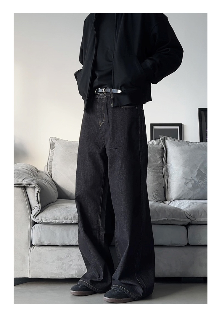 Retro Wide Leg Jeans Loose Straight Leg Casual Floor Length Pants For Men And Women_mkmklike.com