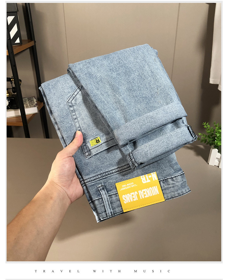 Jeans slim fit da uomo pantalone in denim elastico alla moda_voghion.com