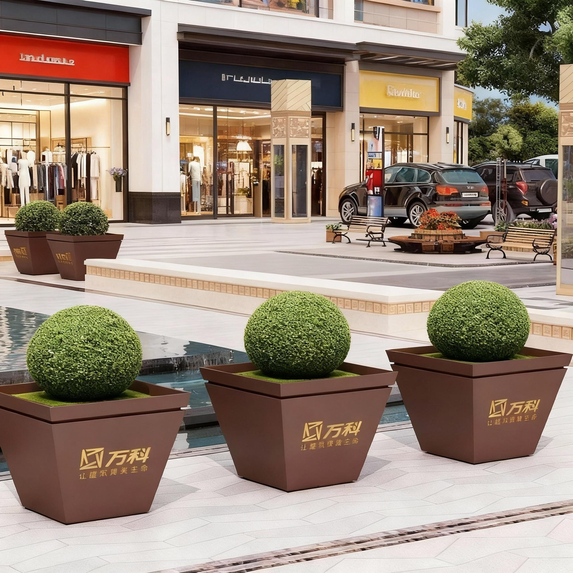 屋外ステンレス鋼フラワーボックスバルコニー植栽ボックス広場商業街長方形花壇鉄製完成品フラワーチャンネル