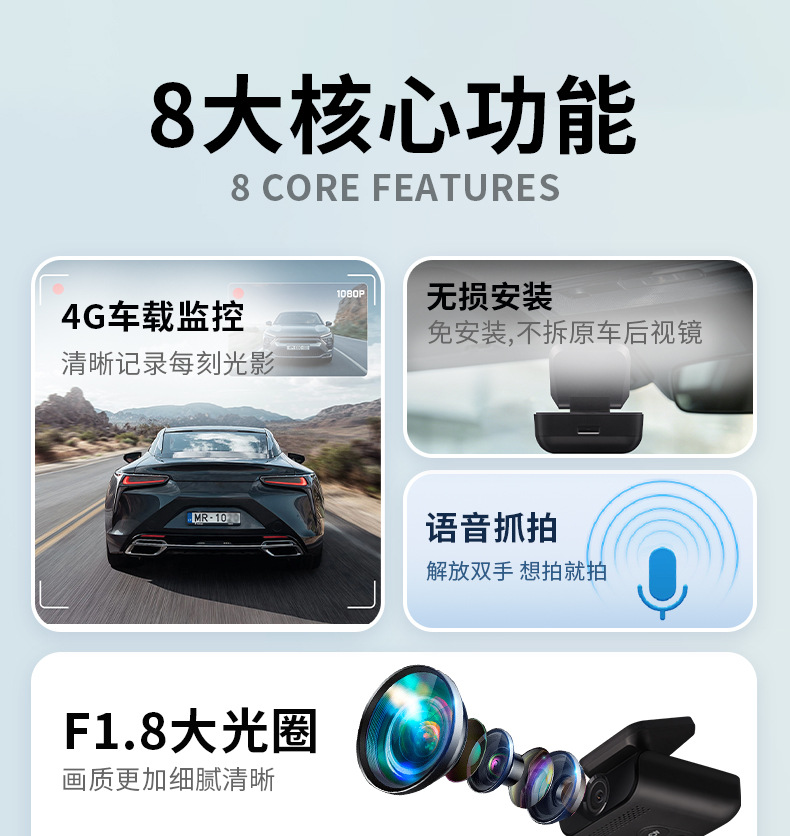 Domestic fleet 4G dashcam with high-definition remote monitoring, smart app, cloud storage, and track tracking vehicle device