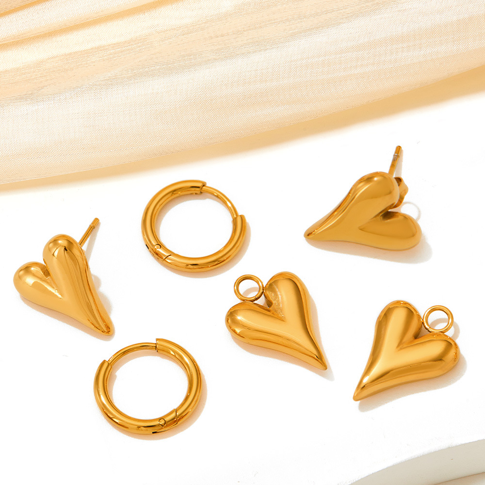 16K Gold, White Gold Plated, Gold Plating Plating Color 1 Pair Quantity 1 Pair Retro Heart Shape Plating 304 Stainless Steel 16K Gold Plated White Gold Plated Gold Plated Stainless Steel Earrings