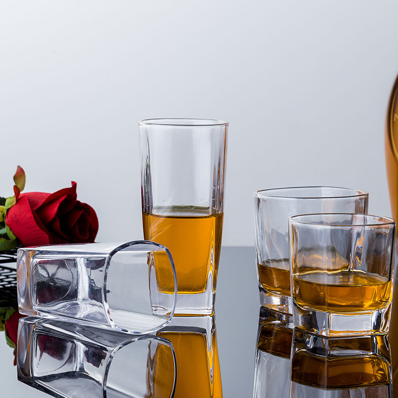 Jinbaijia vidrio transparente taza de whisky de vidrio cuadrado copa de vino blanco cerveza de vidrio bar espíritus taza de vino