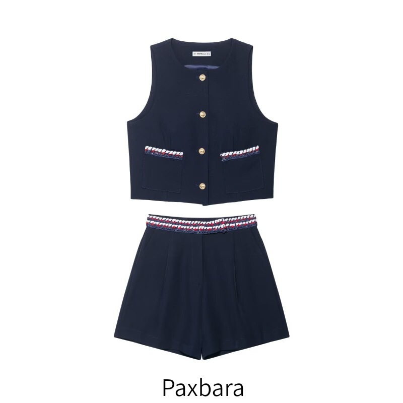 2025 European and American Style Summer Women's Fancy Trim Vest 6654