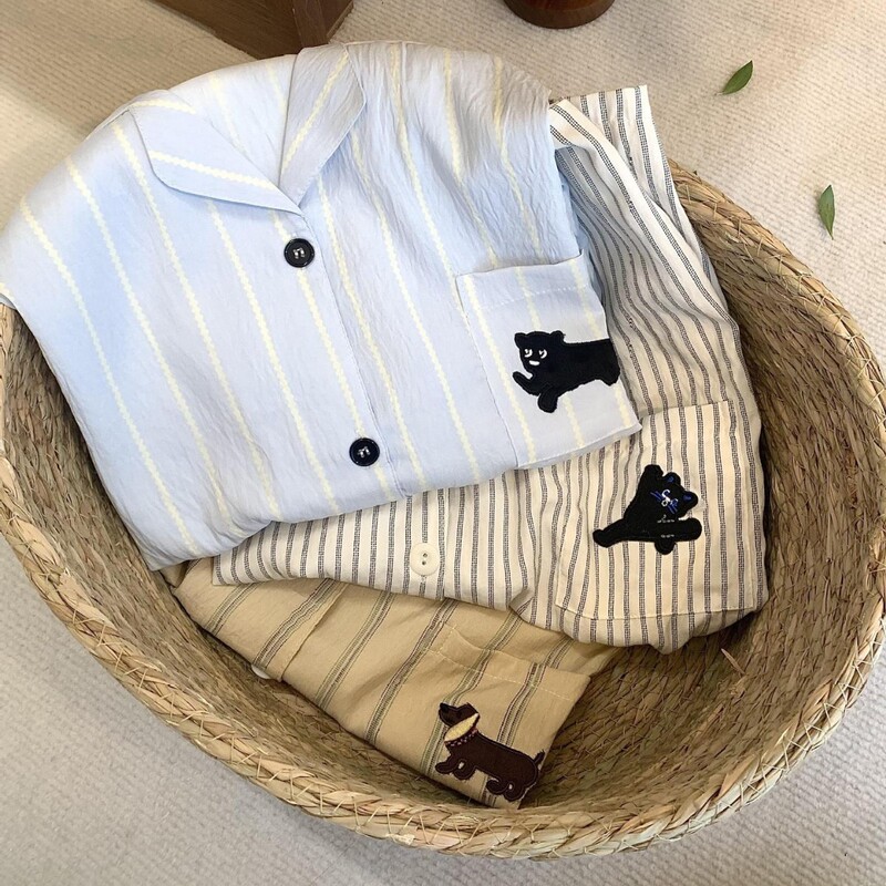 [Couple Style] Summer Three-Piece Set of Lightweight and Soft Pajamas and Home Clothes for Men and Women