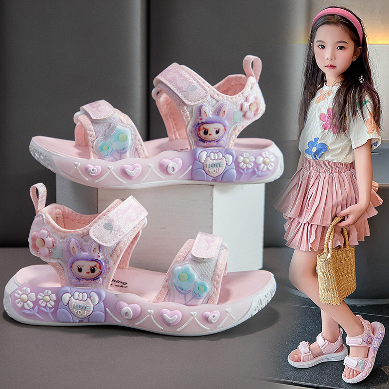 Sandalias de Princesa para Niñas, Cuero Sintético y Caucho, para Playa y Uso Diario image 9