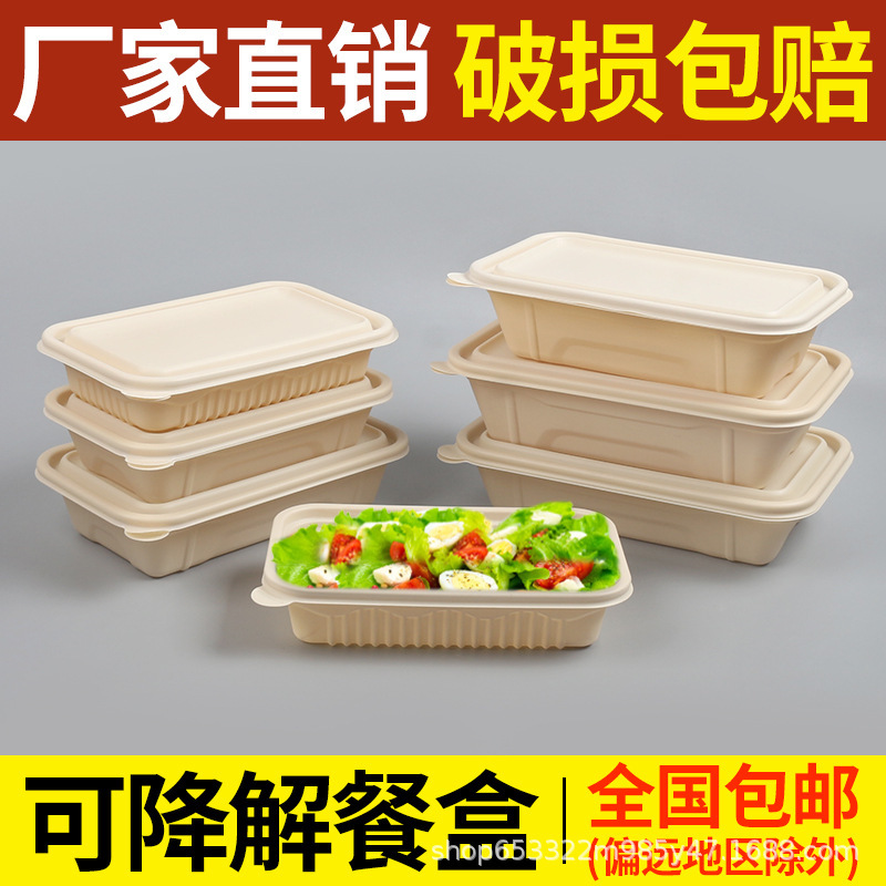 Disposable Packing Box Partition Rectangular Degradable Environmentally Friendly Lunch Box with Lid Take-out Two-compartment Corn Starch Lunch Box