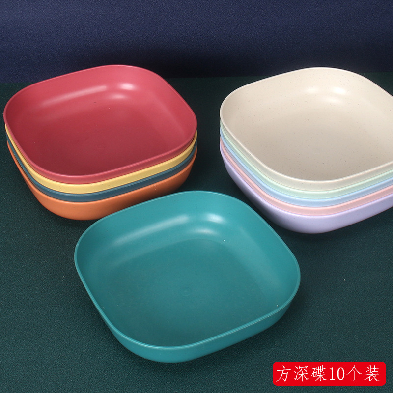 Plato Cuadrado Hondo para Huesos de 15 cm Set de 10 de Paja de Trigo y PP, Apto para Microondas, para Restaurante image 3