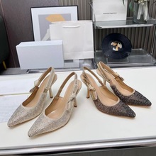 新款高品质欧美中东迪拜荷兰马来西亚新加坡时尚水钻高跟后空凉鞋