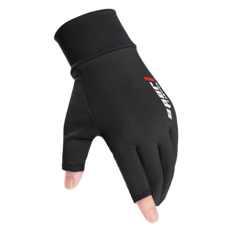 Spring and Summer Sunscreen Gloves Thin Driving Outdoor Riding Men's and Women's Ice Silk Gloves Non-Slip Dew Two-Finger Half-Finger Gloves