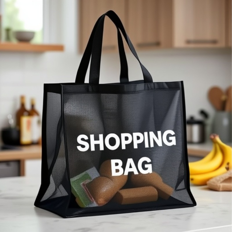 跨境沙滩袋网袋购物袋大容量游泳洗漱收纳袋网眼手提沙滩包超大