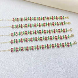 精致甜美水果系列樱桃手链饰品铜轻奢风女高级感彩色手饰现货批发