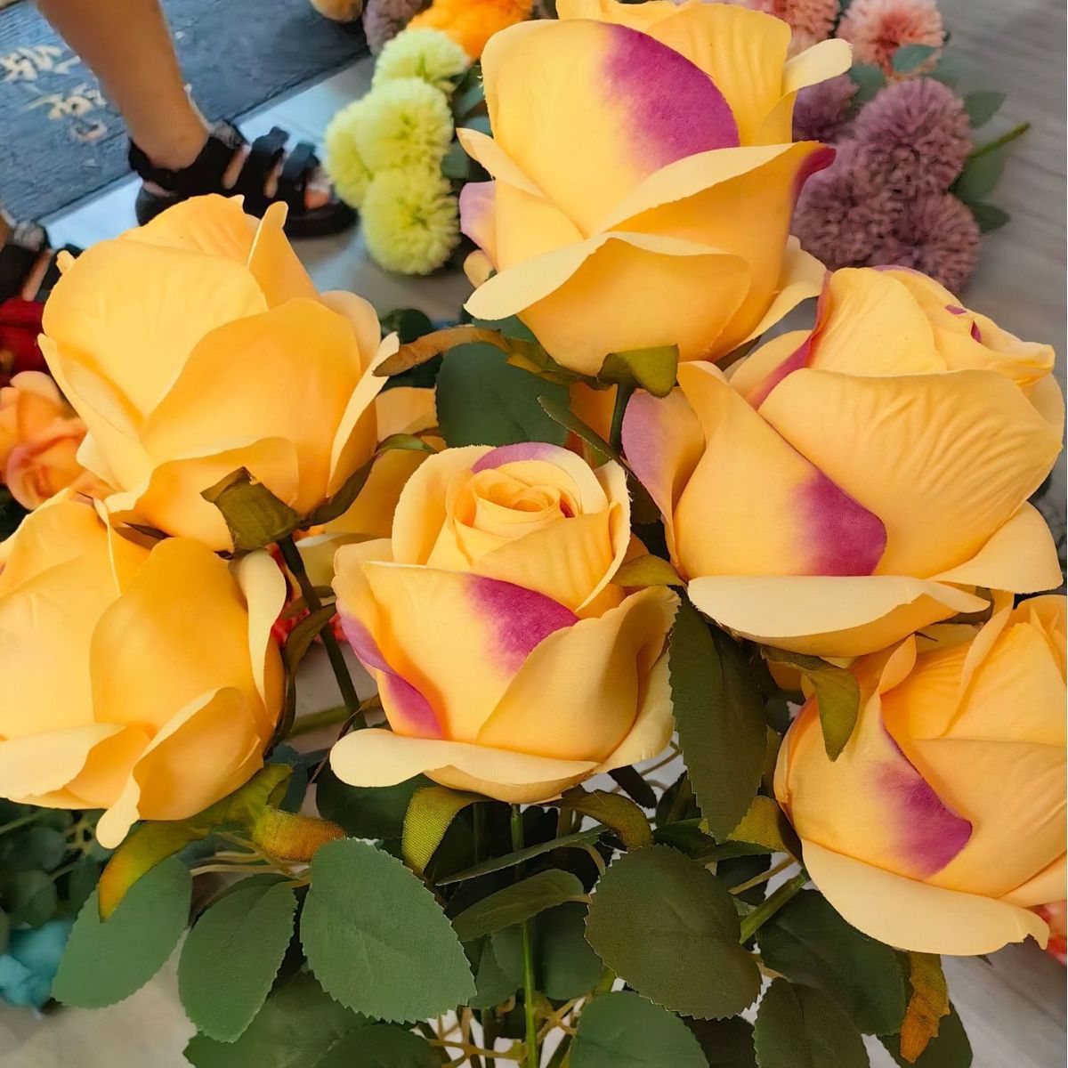 9 flores de rosa de núcleo curling flores de simulación flores grandes flores de simulación de boda flores falsas
