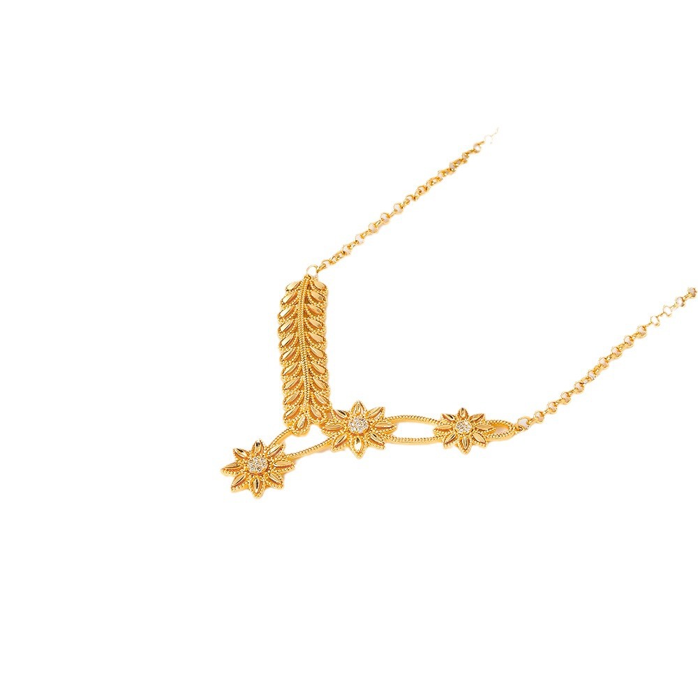 Joyería de moda europea y americana para mujeres aretes de bronce de piedra de aluminio collar de dos piezas juegos de joyería de moda transfronteriza en el Medio Oriente