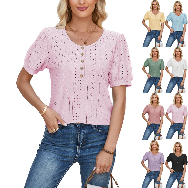 아마존 유럽 역 독립 역 국경 대외 무역 여성 여름 반팔 티셔츠 미국 사이즈 캐주얼 라운드 넥 탑