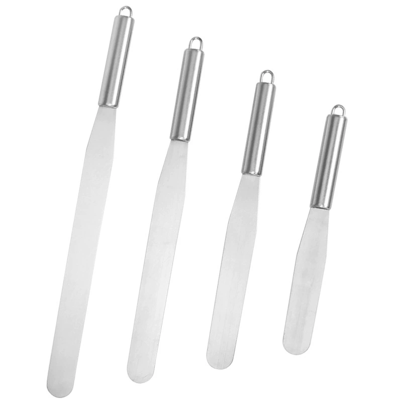 В наличии шпатель для торта из нержавеющей стали 6-дюймовый 8-дюймовый 10-дюймовый 12-дюймовый скребок для крема с прямым поцелуем Qu Kiss