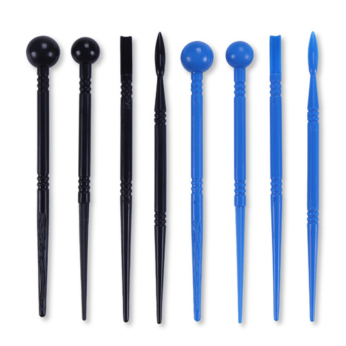 Cross-border 4-piece sugar craft polymer lightweight air-dry clay modeling tool black rod texture carving pen tool