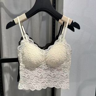 Lace Lingerie Camisole for Women, Suitable for Outerwear in Spring and Summer, with Built-In Bra Pads and a Beautiful Back Design, Integrated Base Top