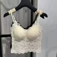 Кружевное женское нижнее белье, подходящее для верхней одежды весной и летом, со встроенными подушечками для бюстгальтера и красивым дизайном спины, встроенным базовым верхом.