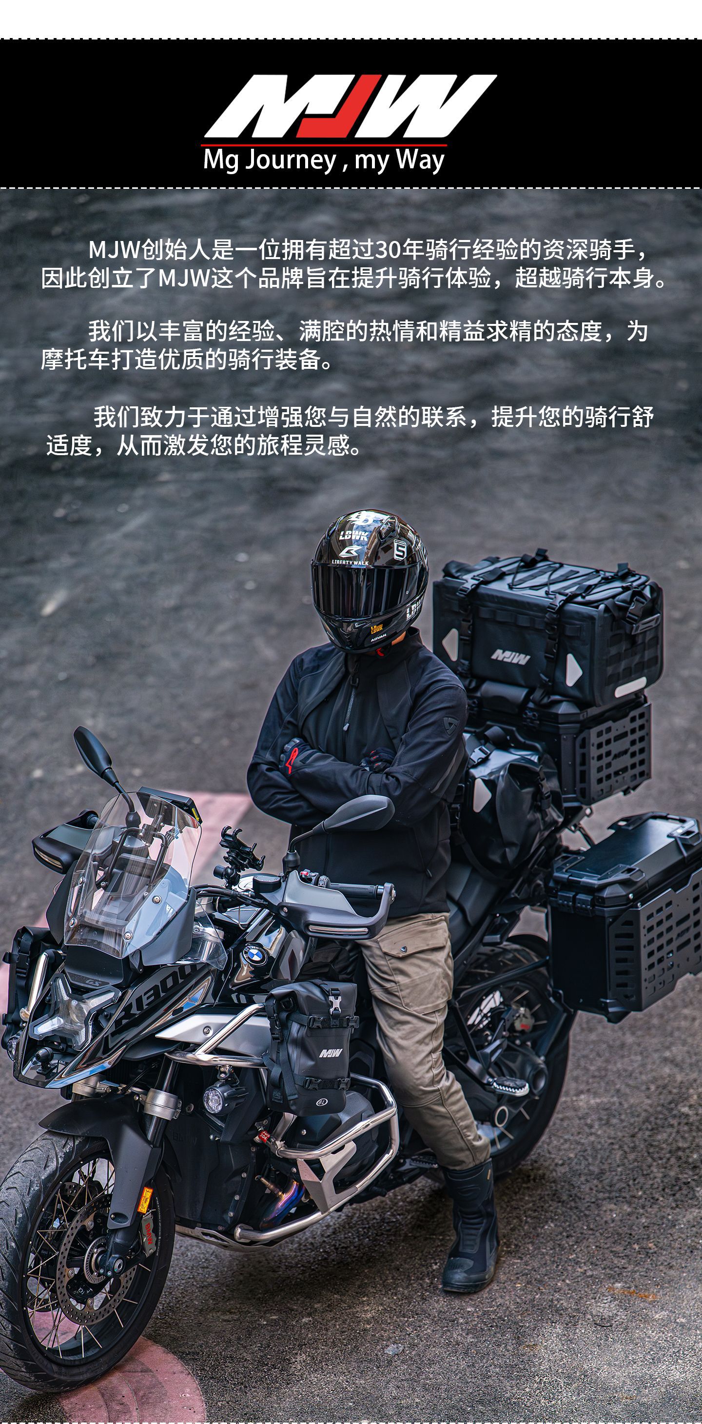 New MJW anodized silver BM lock 45L55L quick-release motorcycle aluminum alloy tail box waterproof storage box
