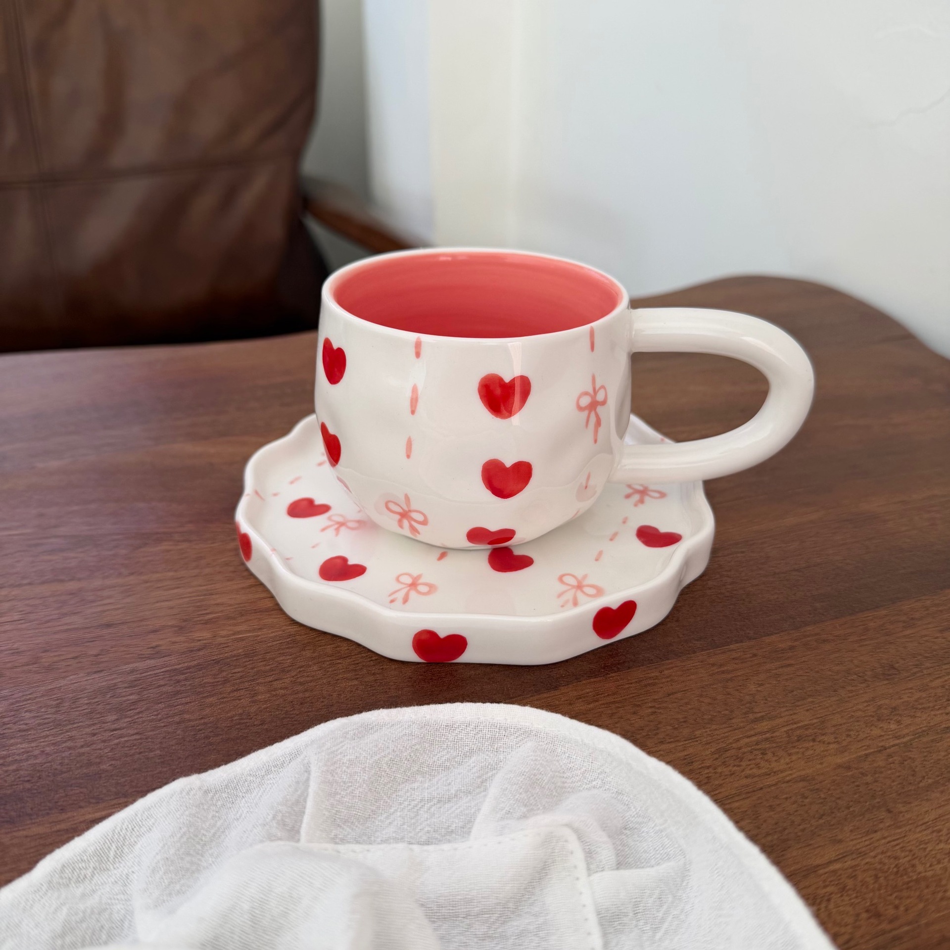 Navidad francesa retro pinza de mano pura pintada a mano taza de café de cerámica plato de alto valor plato de postre de té de la tarde