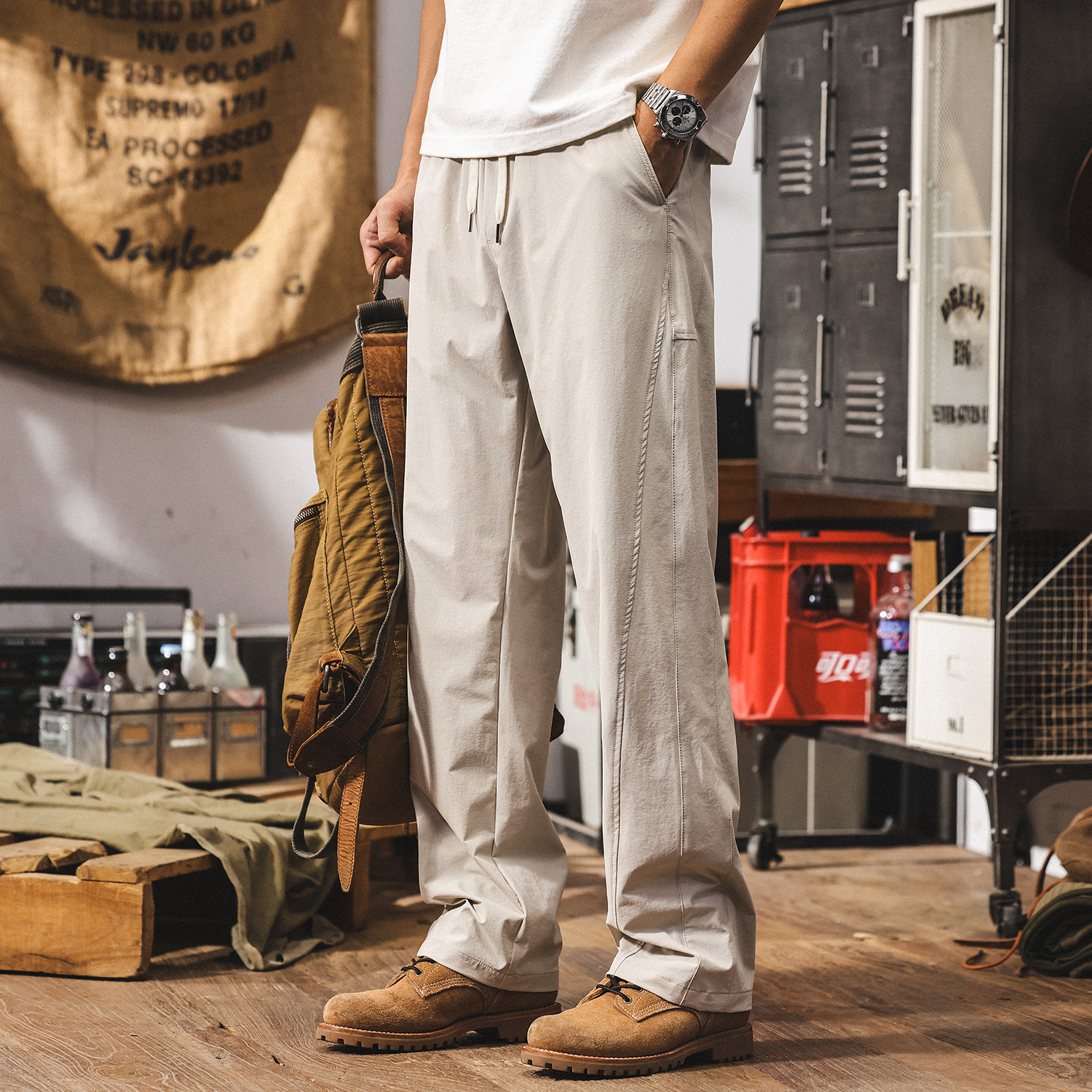 Ice Silk Cool Pants Men's Summer Thin Outdoor Hiking Quick-drying Pants American Style Trendy Brand Loose Men's Casual Pants