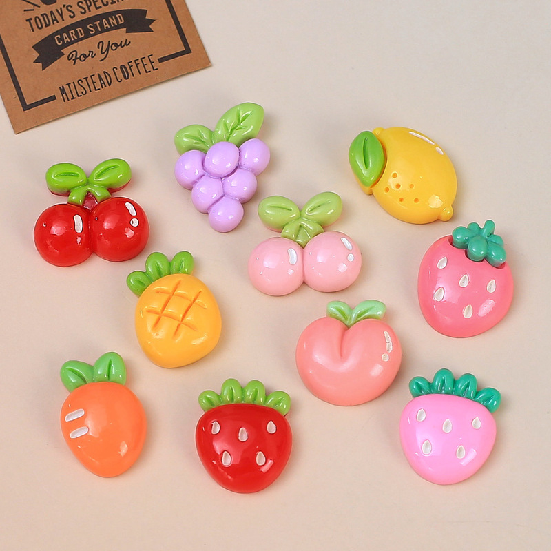 Simulated Glossy Fruit Food Toys DIY Jewelry Accessories Cream Glue Resin Accessories Hole Shoe Buckle Material Wholesale