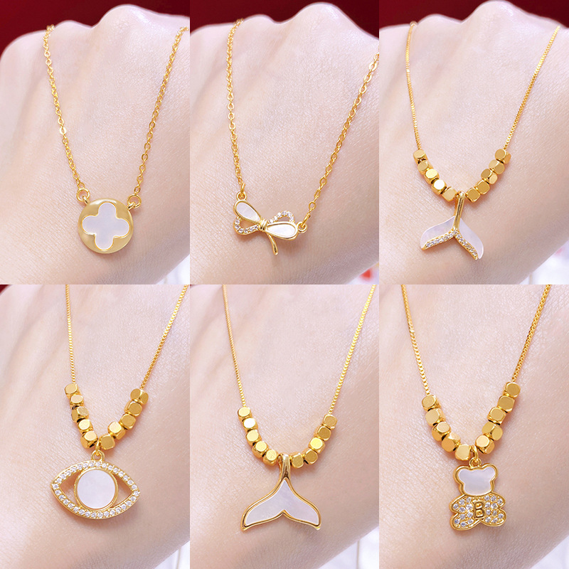 Nuevo ins dulce belleza todo fósforo colgante de imitación de oro collar de circón simple nicho joyería de alto sentido fábrica al por mayor
