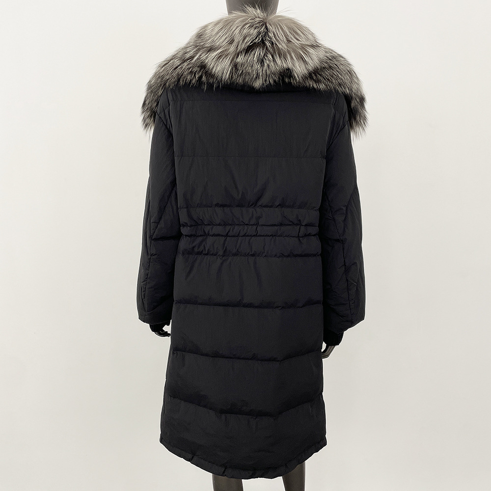 Abbigliamento da donna Nuovo piumino di alta qualità con grande collo in pelliccia di volpe argentata_voghion.com