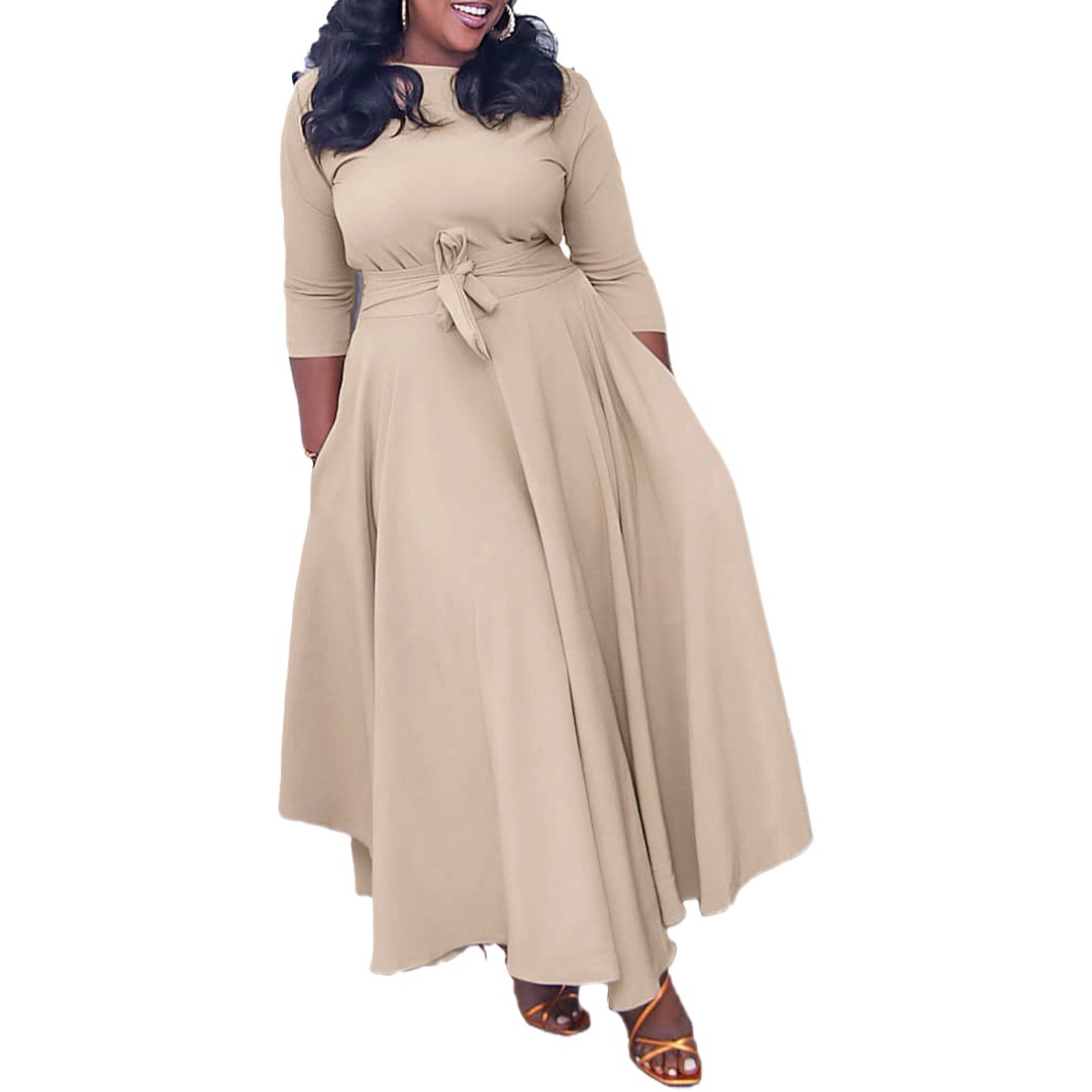 D3171 transfronteriza ropa de mujer 2024 primavera y verano nueva moda temperamento encaje africano Plus tamaño vestido largo vestido de comercio exterior