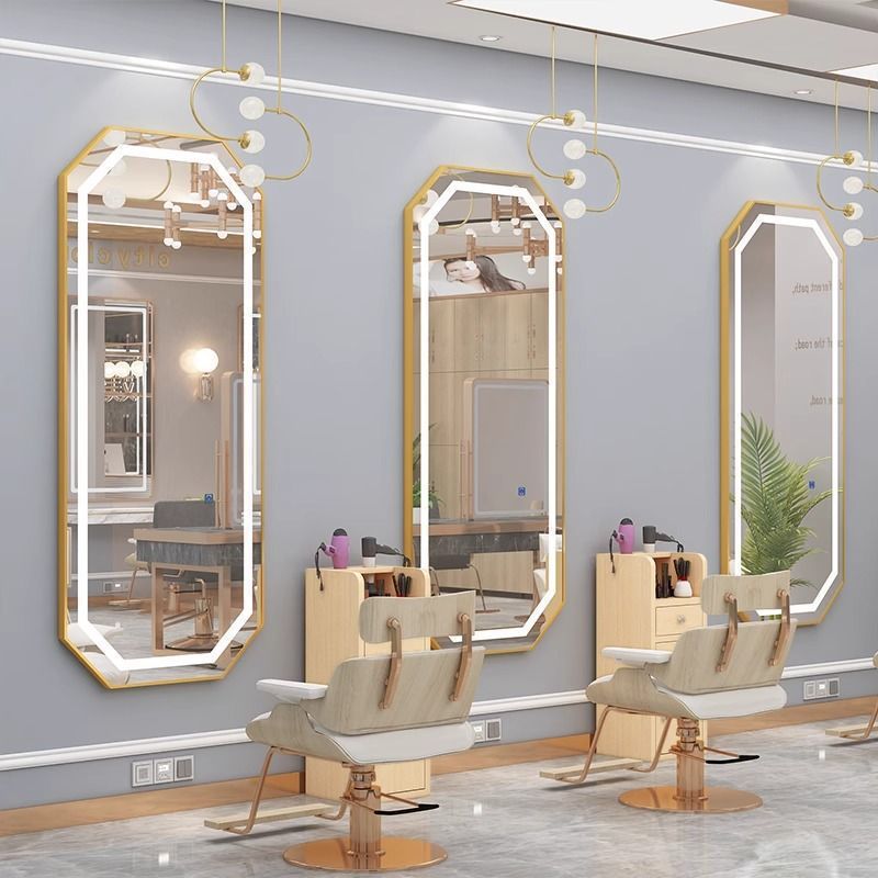 eQp Barberie Red espejo simple tipo de pared belleza mirror salón de belleza espejo unilateral banda de moda image 29