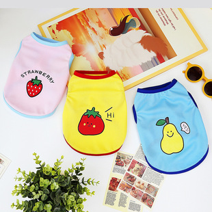 Pet dog dog cat clothes cartoon printed fruit vest sun protection anti-lint small dog teddy bear clothing summer