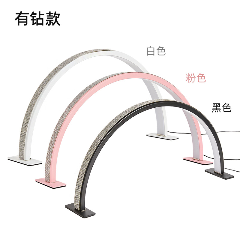 Espectro completo belleza lámpara de media luna pestañas bordadas manicuras pestañas frías luz suave lámpara de escritorio LED luz de noche