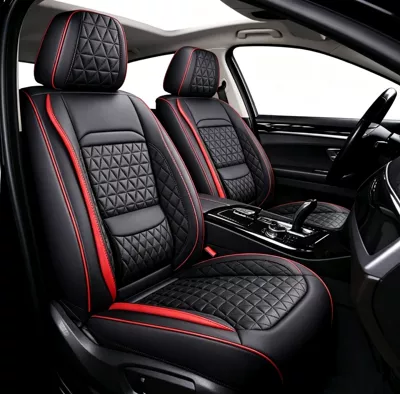 Seat cushion, seat cover — seat cover - black-and-red-line-all-five-seats