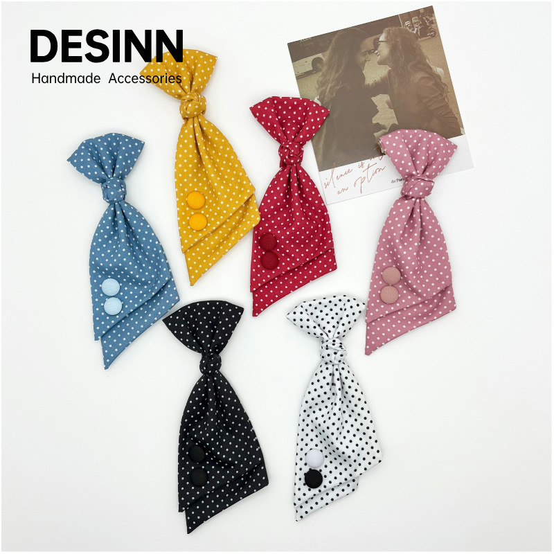 波点领带领结纽扣装饰日系复古学院风衬衫领结别针多色入别针