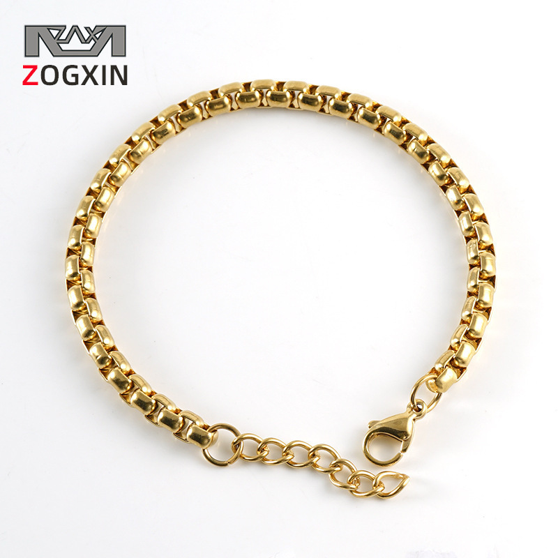 New Style Jewelry Chain, Plain Chain, European and American Cross-Border Stainless Steel Square Pearl Chain, Trendy Hip-Hop Texture Men's Bracelet Wholesale New Style Jewelry Chain, Plain Chain, European and American Cross-Border Stainless Steel Square Pearl Chain, Trendy Hip-Hop Texture Men's Bracelet Wholesale
