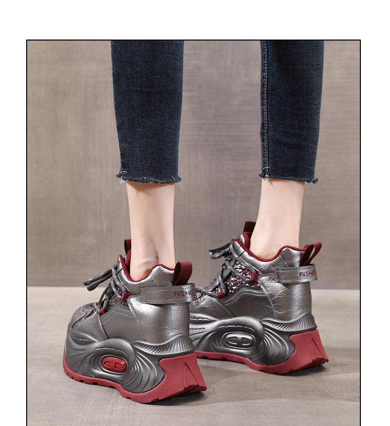 Giày sneaker nữ đế dày tăng chiều cao phong cách châu Âu — Màu đen chi tiết 15