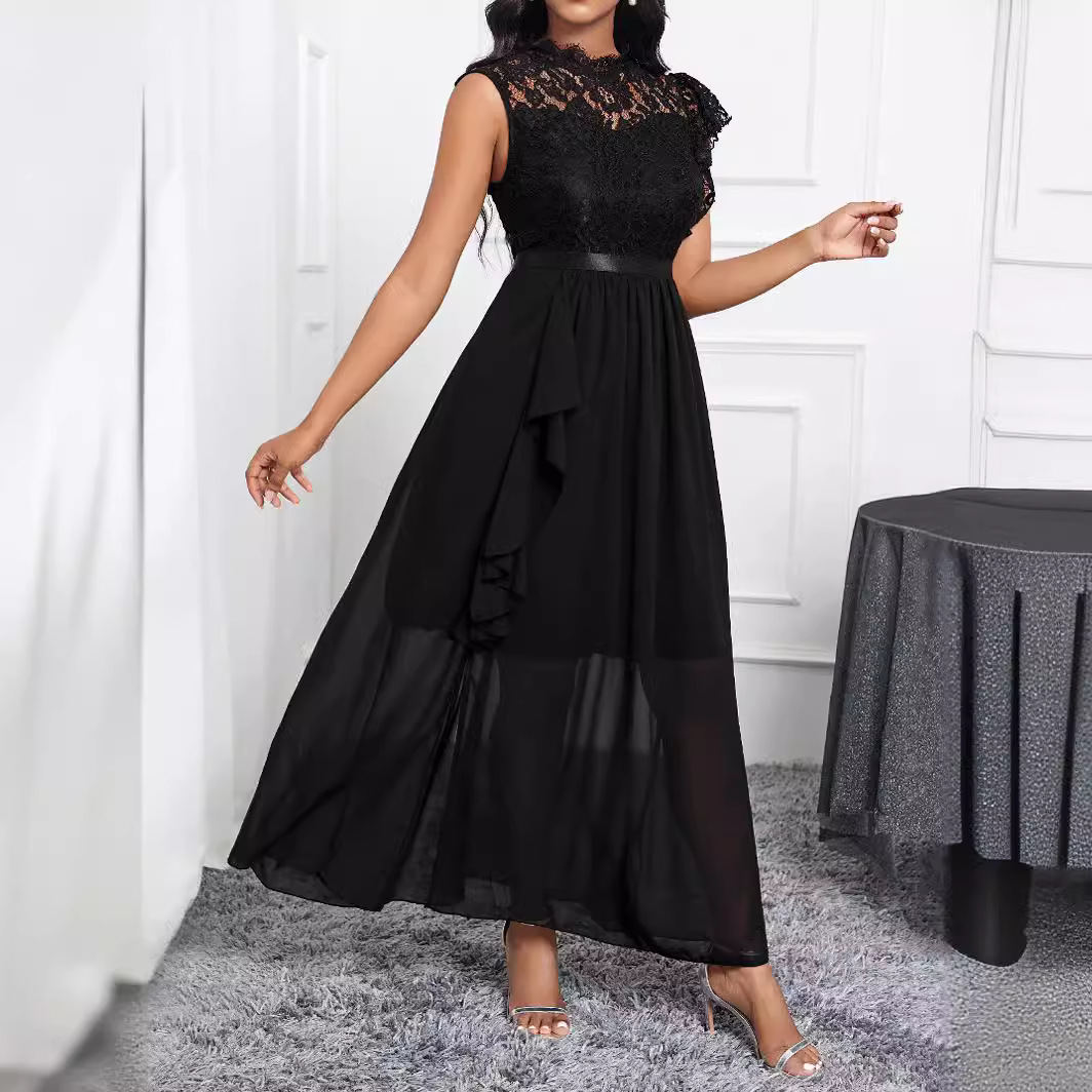 Comercio exterior transfronterizo europeo y americano exclusivamente para el estilo de diseño de nicho wish temperamento amazónico elegante vestido de color sólido mujer image 1