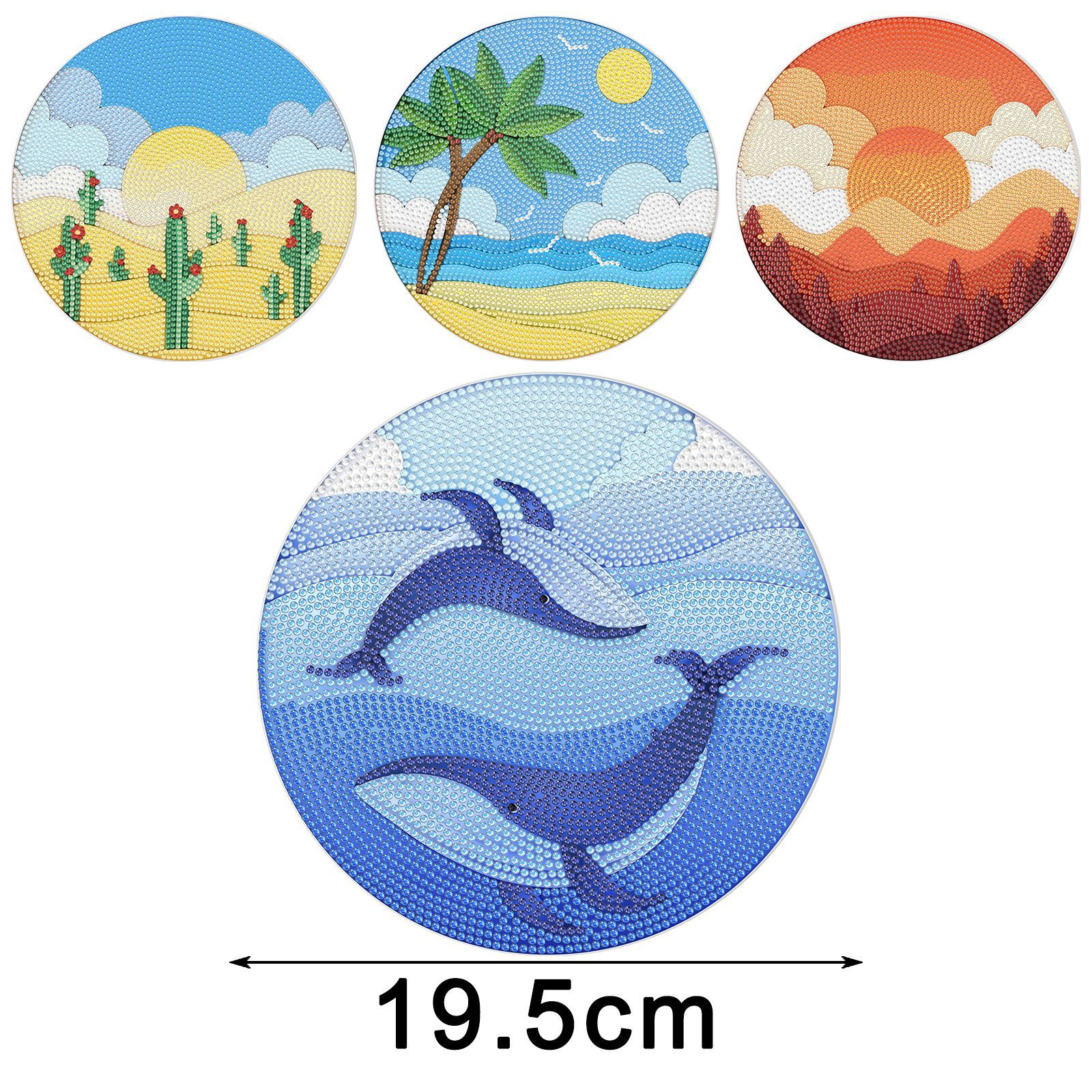 Accesorios para pintura de diamantes, juego de cuatro manteles individuales acrílicos DIY, decoraciones creativas de mandala y flores para restaurantes, disponibles para distribución.