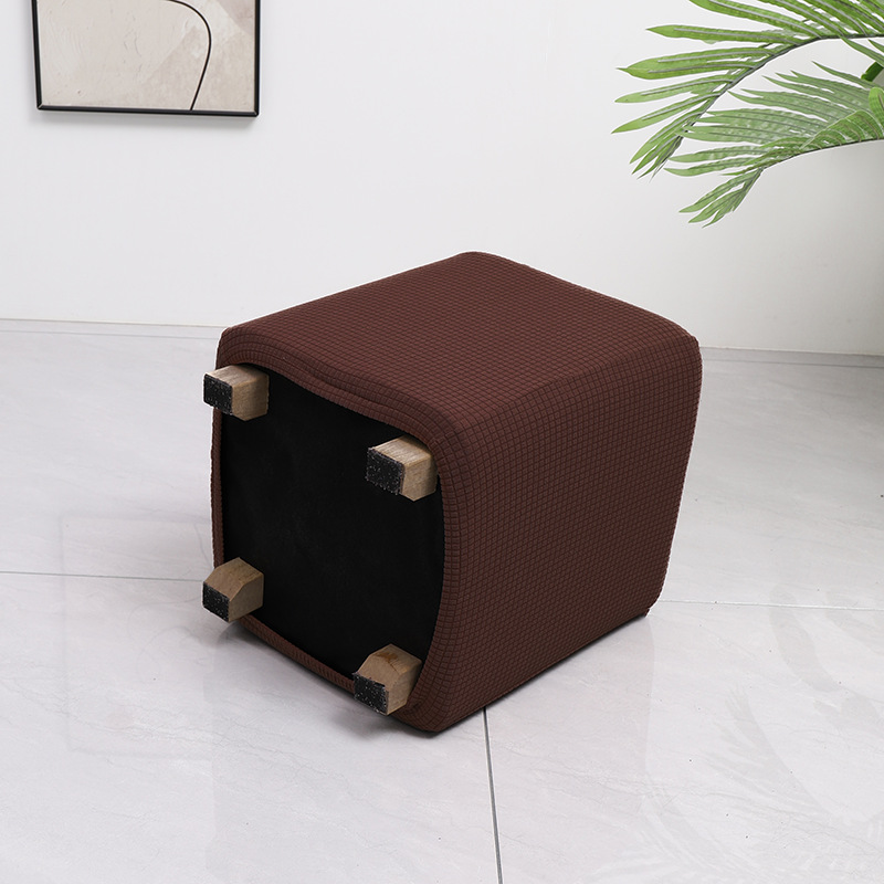 Grenzüberschreitender elastischer wasserdichter Waffelmais-Quadrat-Hocker-Bezug Staubschutz Haus Sofa All-Inclusive niedriger Hocker-Überzug