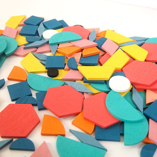 Wooden 180-piece creative puzzle toy children's early education puzzle board with various geometric shapes and interesting tangram