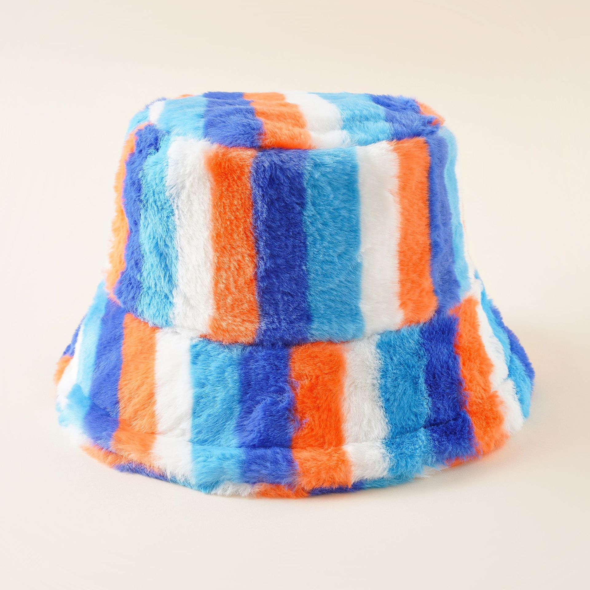 Corea del Sur nuevo engrosado retro rayas cara-cubierta felpa cuenca sombrero para mujeres otoño e invierno estilo coreano a prueba de frío cálido oído protección pescador sombrero
