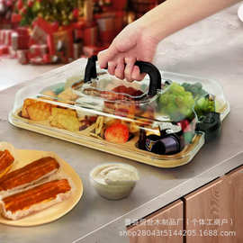 跨境木质带盖熟食板派对点心糕点托盘商用甜品试吃盘熟食蛋糕托盘
